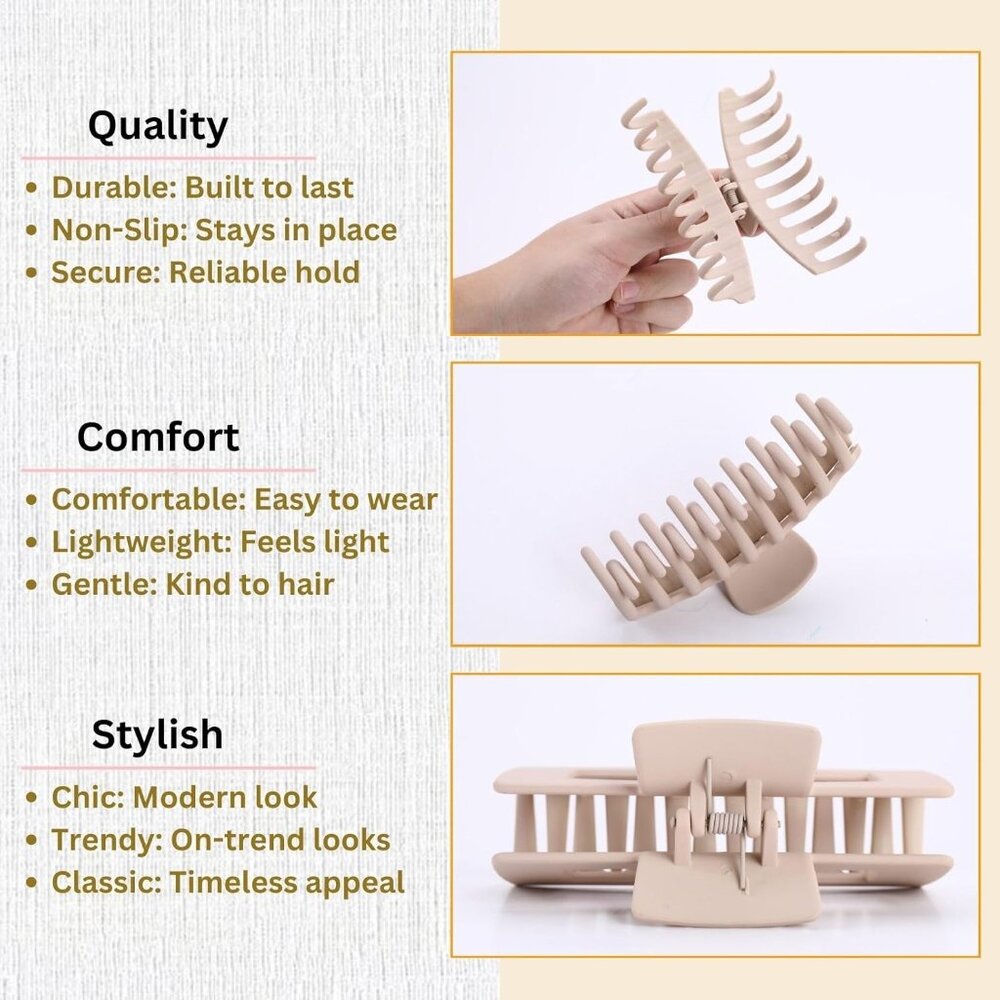 Hair Clips for Women 4.3 Inch Large Hair Claw Clips for Women Thin Thick Curly H - Picture 5 of 9